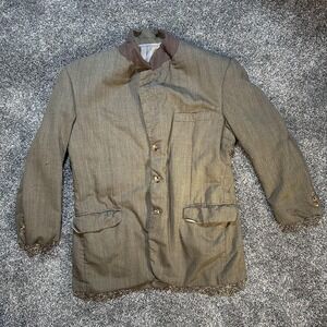 Oxford Clothes Suit Men 42R Brown Herringbone Wool Super 100 Saks Fifth Avenue